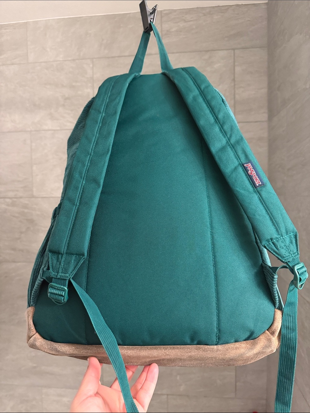 JANSPORT Teal Corduroy Heart-Embossed Backpack - Picture 4 of 13